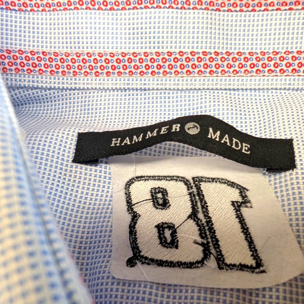 Hammer Made M&M Racing #18, Men's Collared Shirt Sz 39 15.5, W Embroidered Logos - Picture 7 of 9